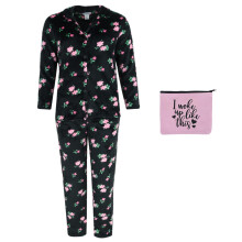 em & alfie Women's Floral Notch Long Sleeve 3 Piece Pyjama Set