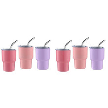 6Pack  Tumbler Shot Glass with Straw & Lid,  Tumbler Cups, Double Wall Tumbler Shot Glasses, 2Oz(A)