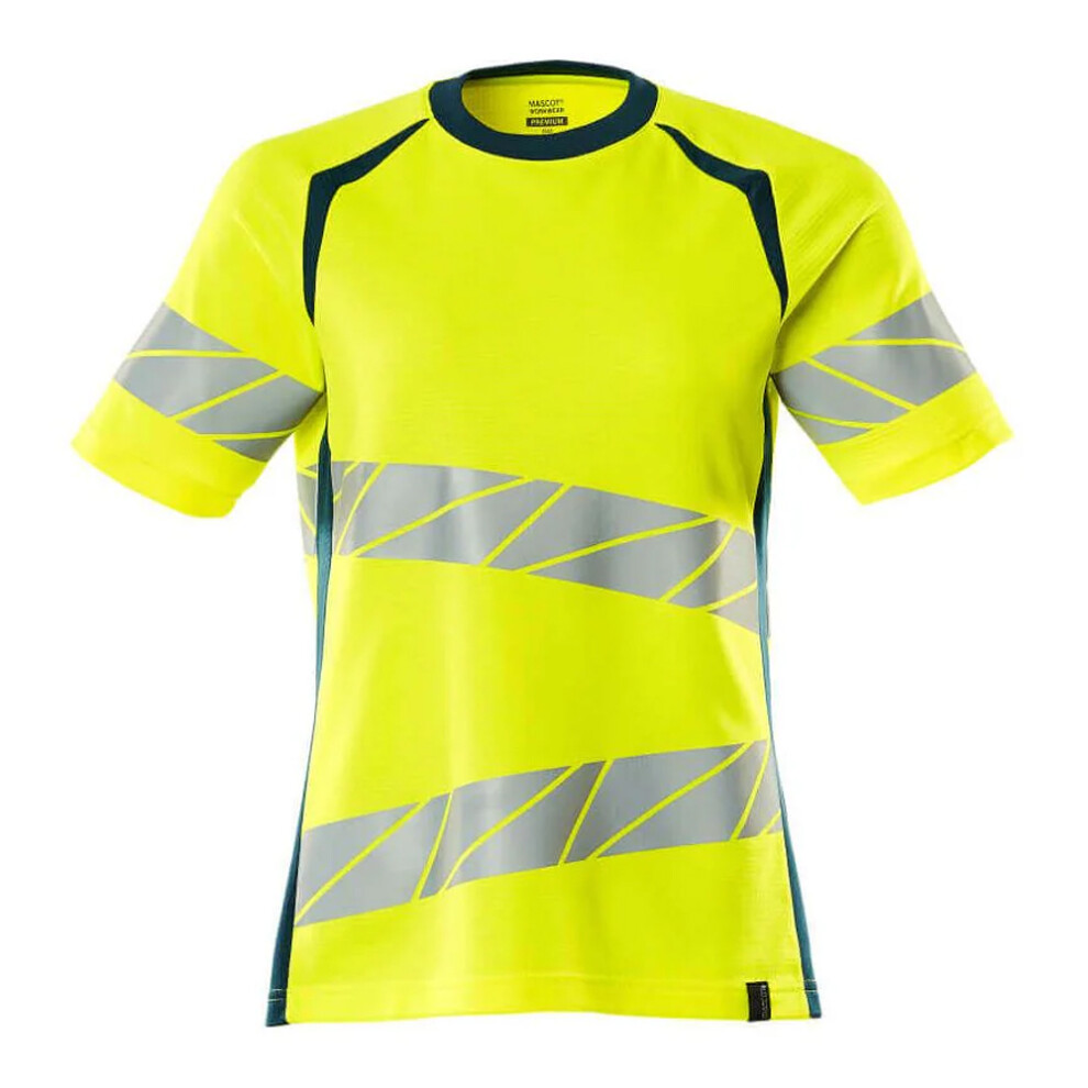 (5Xl, Hi Vis Yellow/Petroleum Blue) Mascot Womens/Ladies Accelerate Safe Hi-Vis T-Shirt 5063852794300