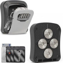 Boîte à Clés Magnétique pour Sous Voiture, Boîtier à Combinaison Étanche avec Aimants Puissants, Porte-Code à 4 Chiffres Réinitialisable