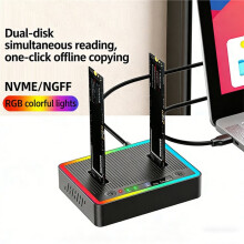 Dual-Bay Hard Drive Docking Station M.2 NVMe/ Offline Clone Hard Disk 10Gbps SSD Duplicator Adapter Enclosure