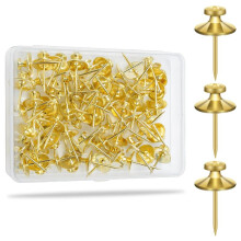 60Pcs Double Headed Nails for Hanging Pictures, Wall Hangers Without Nails Thumb Tacks for Wall,Gold