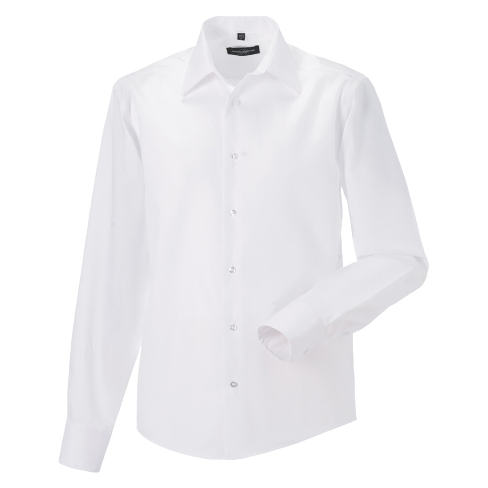 Russell (16.5Inch, ) Collection Mens Long Sleeve Tailored Ultimate Non-Iron Shirt White