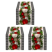 3X Black and White Gingham Christmas Table Runner Check Plaid Xmas Decoration Holiday Home Kitchen Decor