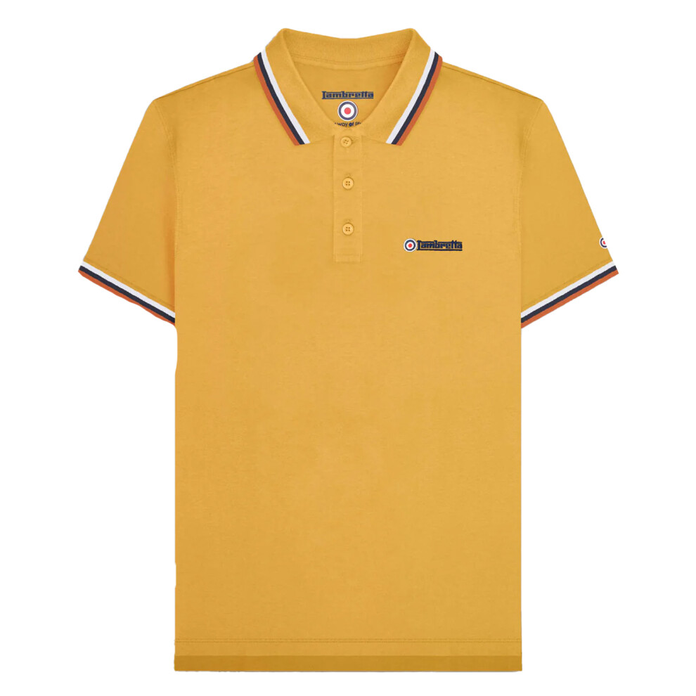 Lambretta (Xxl, ) Mens Ss25 Triple Tipped Polo Shirt Gold