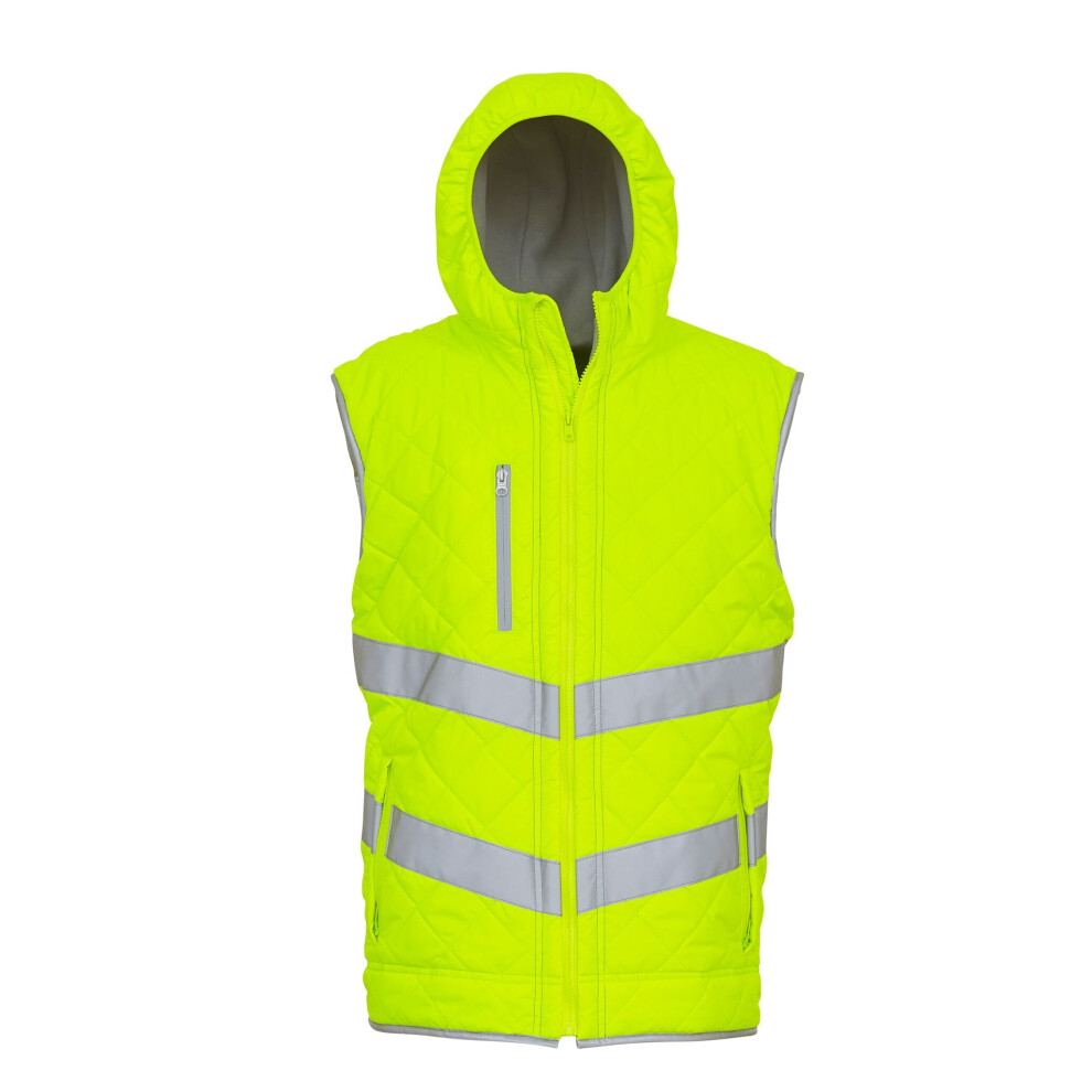 (3Xl, Yellow) Yoko Unisex Adults Hi Vis Kensington Hooded Gilet 5057819721652