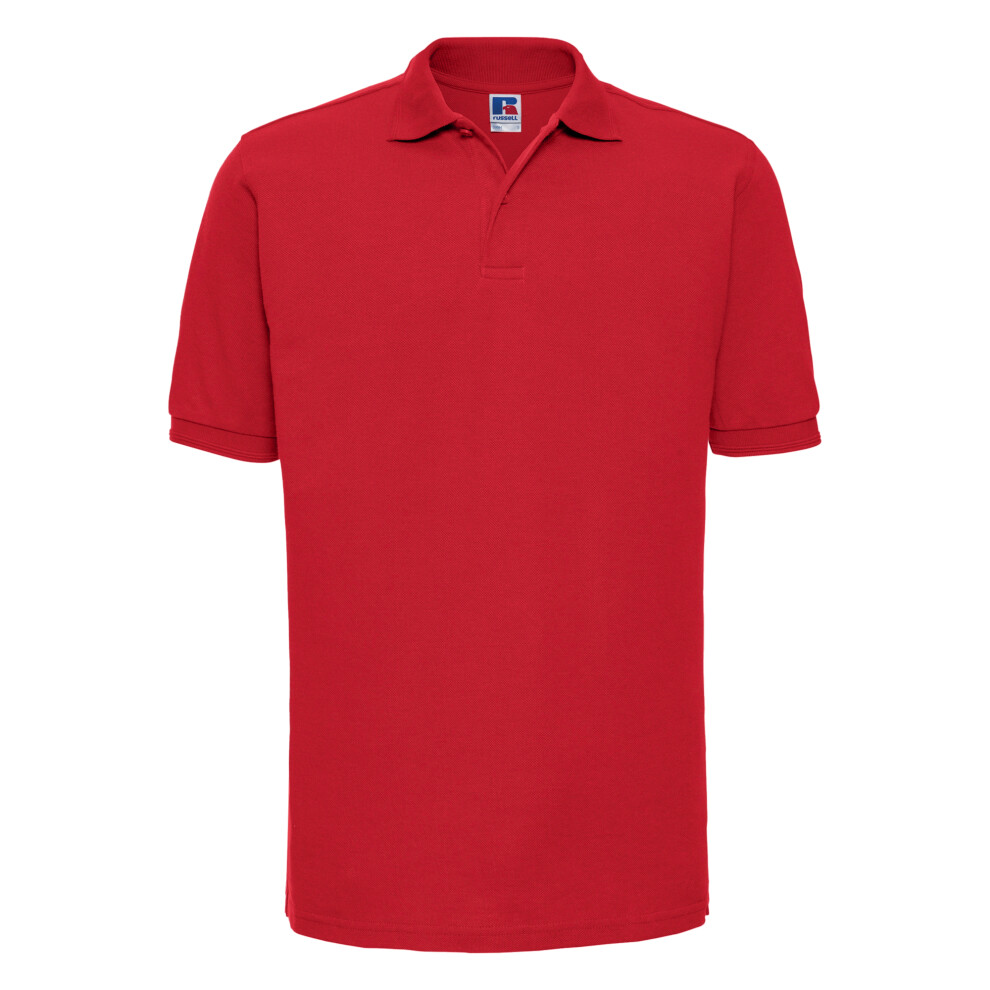 Russell (3Xl, Bright ) Mens Ripple Collar & Cuff Short Sleeve Polo Shirt Red