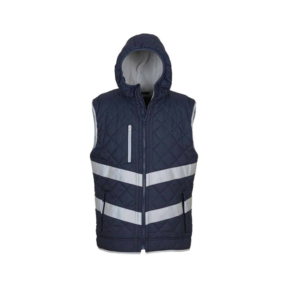 (3Xl, Navy) Yoko Unisex Adults Hi Vis Kensington Hooded Gilet (Pack Of 2) 5059269181505