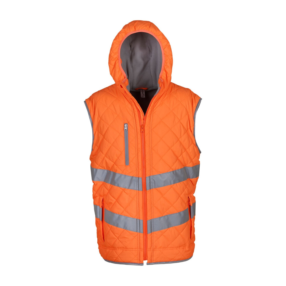 (3Xl, Orange) Yoko Unisex Adults Hi Vis Kensington Hooded Gilet 5057819721638