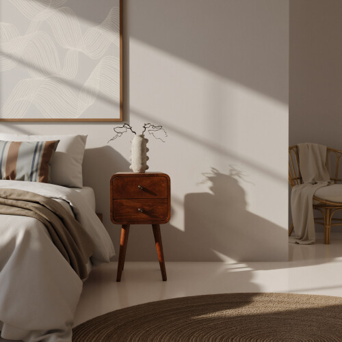 Contemporary 2-Drawer Wood Accent Bedside Table