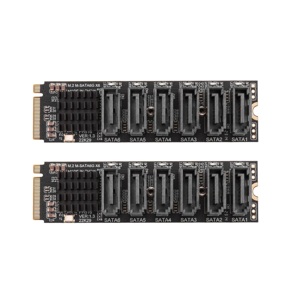 2X M.2 Mkey Pci-E Riser Card M.2 Nvme To Sata3.0 Pcie To 6Gpbsx6-Port Expansion Card Asm1166 4712888501413