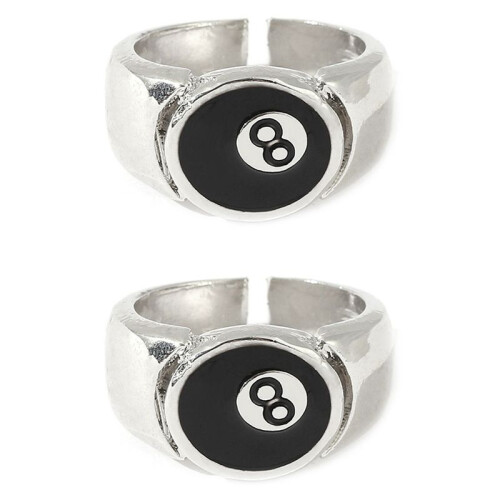 2X 8  Pool  Ring,Adjustable Number Black 8 Eight Pool Billiard Ring, for Pool Lovers, Billiards Men'S Ring