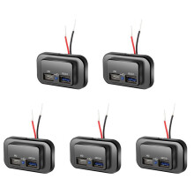 5X Presa Caricabatteria per Auto USB + PD 12V/24V Adattatore di Alimentazione per Presa Splitter di Ricarica USB per Moto -Camion ATV Barca Auto