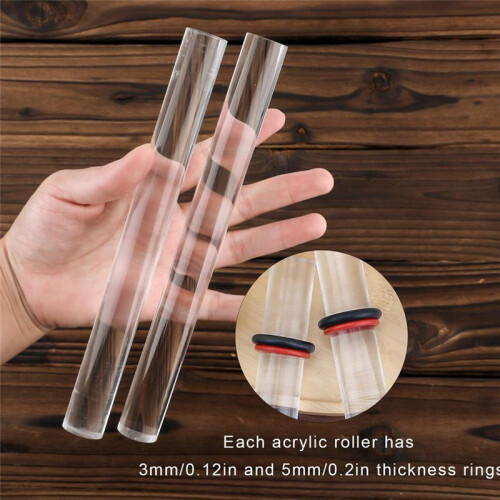 2 Pieces Polymer Clay Roller Tools, Acrylic Roller Clay Rolling Pin with Thickness Ring for Clay Art  DIY Tools 2