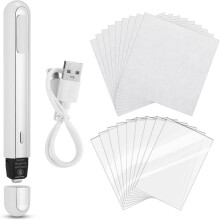 47 Pcs Card Flattening Kit Card Care Tool Set Include 20 Clear Sheets 25 Heat Papers 1 White Crease Reducer Thermal Pen