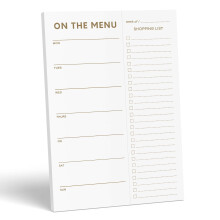 Sweetzer & Orange Gold Meal Planner and Grocery List Magnetic Notepad. 7x10” Meal Planning Pad with Tear Off Shopping List. Plan Weekly Menu Food fo