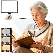 Magnifying Glass with Light for Reading, 23.5cm 16.5cm Rechargeable 5X Full Page Book Magnifer Neck Wearable Hands Free & Handheld Large Lighted De