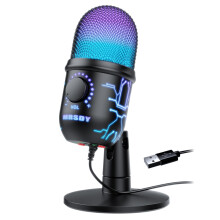 MRSDY USB Gaming Microphone for PC with Noise Reduction, Mute, Gain, RGB