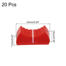 sourcing map 24mmx11mmx10mm Console Mixer Slider Fader Knobs Replacement for Potentiometer White Knob Red Mark,Guitar, Console, Volume,Bass 20pcs(Fit