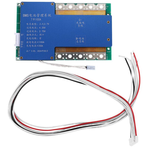 Bms 7S 24V 100A 18650 Lithiumbatterijpak Board Bms Equalizer Pcb Temperatuurbeveiliging Belt