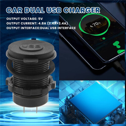 5V 4.8A Dual Usb Charger Socket Adapter Power Socket For 12V 24V Car Ship Rv 2