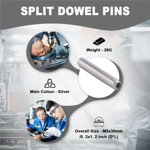 10Pcs M5x30mm 304 Stainless Steel Split Spring Roll Dowel Pins 2