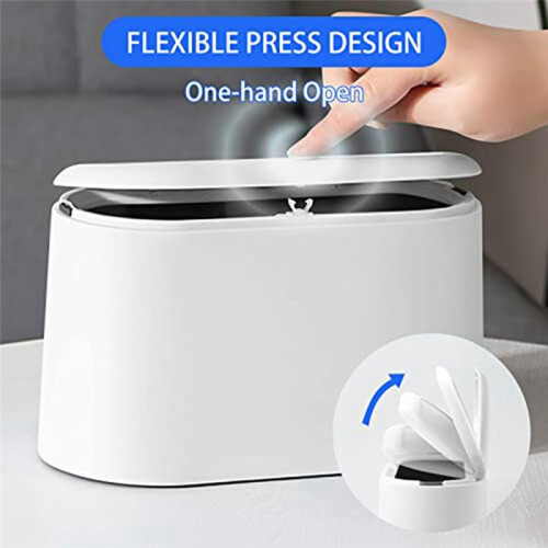 Tabletop Trash Can with - Lid,  Trash Can, Compact Design  Cosmetic Bucket, Plastic Tabletop Trash Can 1