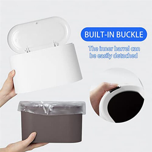 Tabletop Trash Can with - Lid,  Trash Can, Compact Design  Cosmetic Bucket, Plastic Tabletop Trash Can 2