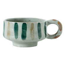 Hand-Painted Retro Graffiti Ceramic Coffee Cups Handmade Rough Pottery Cup Green