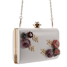 Sac de SoiréE en Cuir pour Femme à la Mode DîNer de FêTe Lady Wedding Flower Clutch Purse (Blanc)