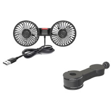 Ventilator voor Auto Elektrische Auto Clip Koelventilatoren Hoofdsteun 360 Graden Draaibare Dubbele Kop 3 Snelheden Achterbank Luchtventilator