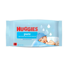 Huggies Pure Plastic Free Baby Wipes - Single Pack (48 Wipes) – 99% Water Wet Wi
