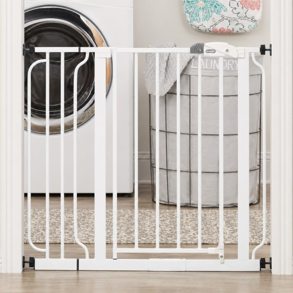 Regalo Safety Easy Step Baby Gate For Doorways & Bottom Of Stairs, Fits Openings 73.6-95.5Cm (Extension Included) Pressure Mounted For Babies, Toddle