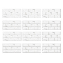 12 Fogli Sbucciare e Incollare Backsplash Tile, Finto Marmo Bianca Effetto PVC Stick Backsplash Piastrelle per Cucina 12X6 Pollici Bianca