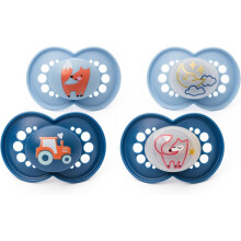MAM Original Day & Night Soothers | 18-36 Months | 4 Pack | Includes 2X Glow in The Dark Dummies | Orthodontic Design | Baby Accessories | Blue (Vario