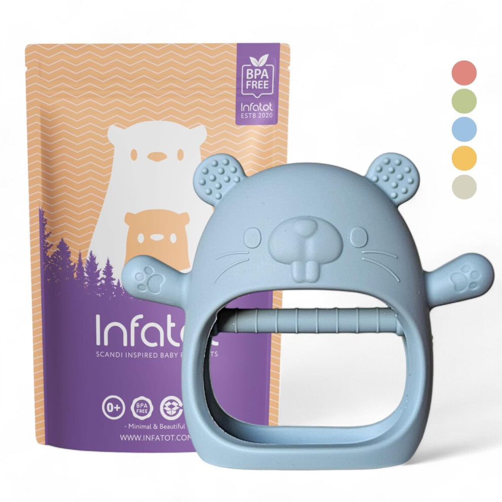 Infatot Teething Toys For Baby Gifts – Chipmunk Silicone Mitten Teether, Soothi
