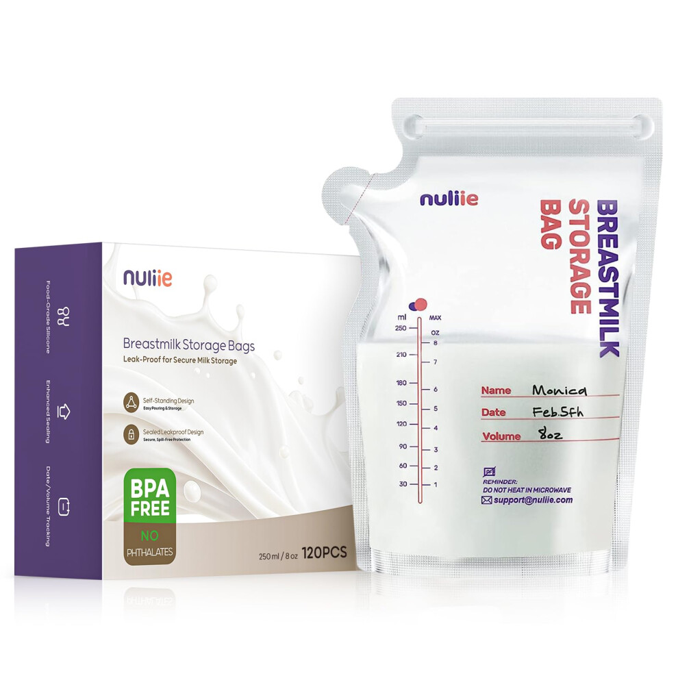 Photos - Other for Feeding Nuliie 120 Pcs Breast Milk Storage Bags, 250ml BPA Free Milk Storage Bags with P