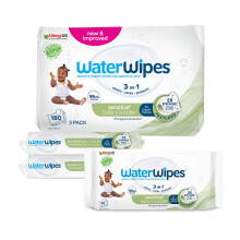 WaterWipes Sensitive+ Baby & Toddler Wipes, 180 Count (3 Packs), 3-In-1 Cleans,