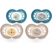 MAM Original Day & Night Soothers | 6-18 Months | 4 Pack | Includes 2X Glow in The Dark Dummies | Orthodontic Design | Baby Accessories | Blue (Variou
