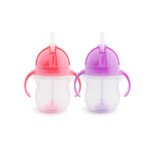 Munchkin2 Pack Tip&Sip Baby & Toddler Weighted Straw Cups|Pink/Purple