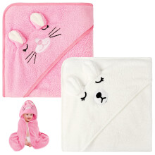 Aolso Hooded Baby Towel,2 PCs Baby Bath Towels with Hood,80x80cm Soft and Absorbent Hooded Towels for Kids Newborn and Infant,Baby Shower Gifts(White