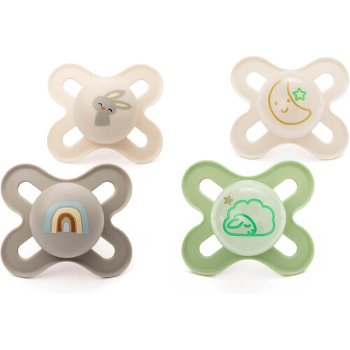 MAM MAM Original Start Day & Night Soothers | 0-2 Months | 4 Pack | Includes 2X Glow