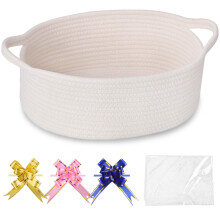 COMSE Small Woven Basket with Gift Bags and Ribbons, Gift Basket Empty, Nursery