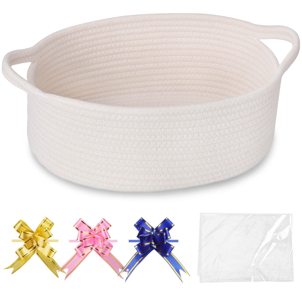 Comse Small Woven Basket With Gift Bags And Ribbons, Gift Basket Empty, Nursery