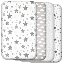 Next to Me Crib Sheets – 4 Pack Baby Crib Fitted Sheets Set - 100% Cotton, Soft & Breathable, to fit Bedside Cribs - Made in Europe – 83 x 50 cm (
