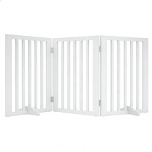 Wooden Dog Gate 3-Panel Freestanding 140cm for Doorways and Hallways White