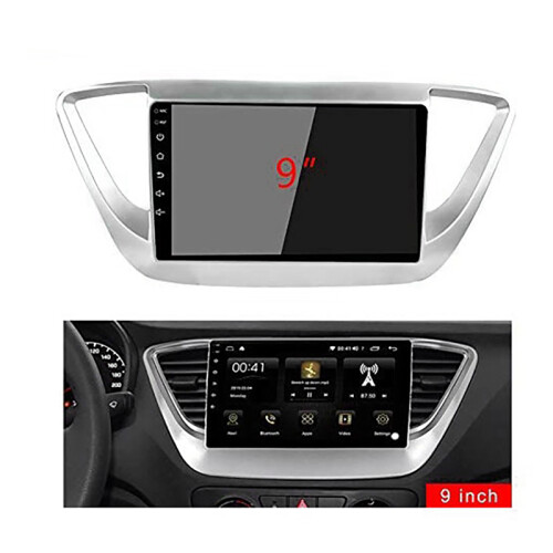 Painel Frontal de Painel de DVD com RáDio EstéReo de Carro 2Din 9 Polegadas para  Solaris 2 Accent Verna 2017-2018 2