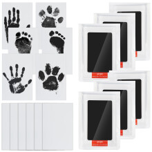 WHEELIO Baby Handprint and Footprint Kit, 6 Baby Handprint Ink Pads with Clean-Touch, Dog Paw Print Kit, 12 Imprint Cards (Black) - BabyEssentials fo