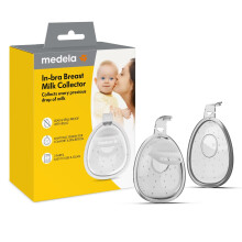 Medela in-Bra Breast Milk Collector, Leak-Proof Wearable Design with Flexible Plug, Anatomic Shape, Made Without BPA, Easy to Clean & Dishwasher Safe