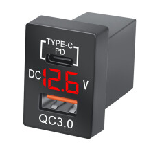 Nieuwe Oplader QC3.0 USB-Autoladeraansluiting PD Type-C-Oplader met LED- Digitale Voltmeter voor Nieuwe Quick Charge